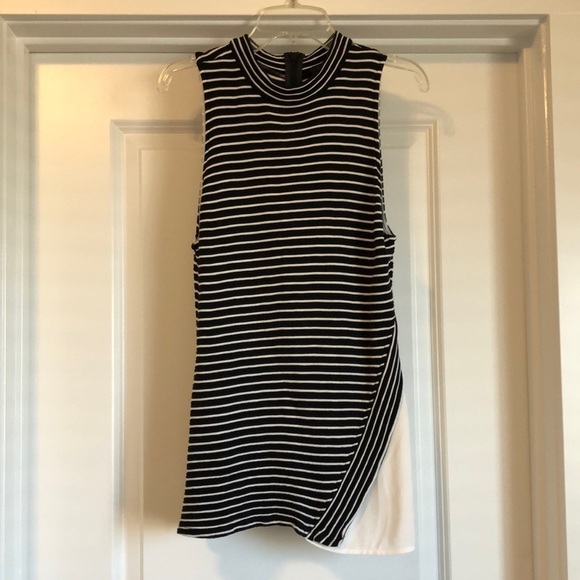 White House Black Market Tops - White House Black Market Womens Sleeveless Top Sz M Black White Stripe ALine